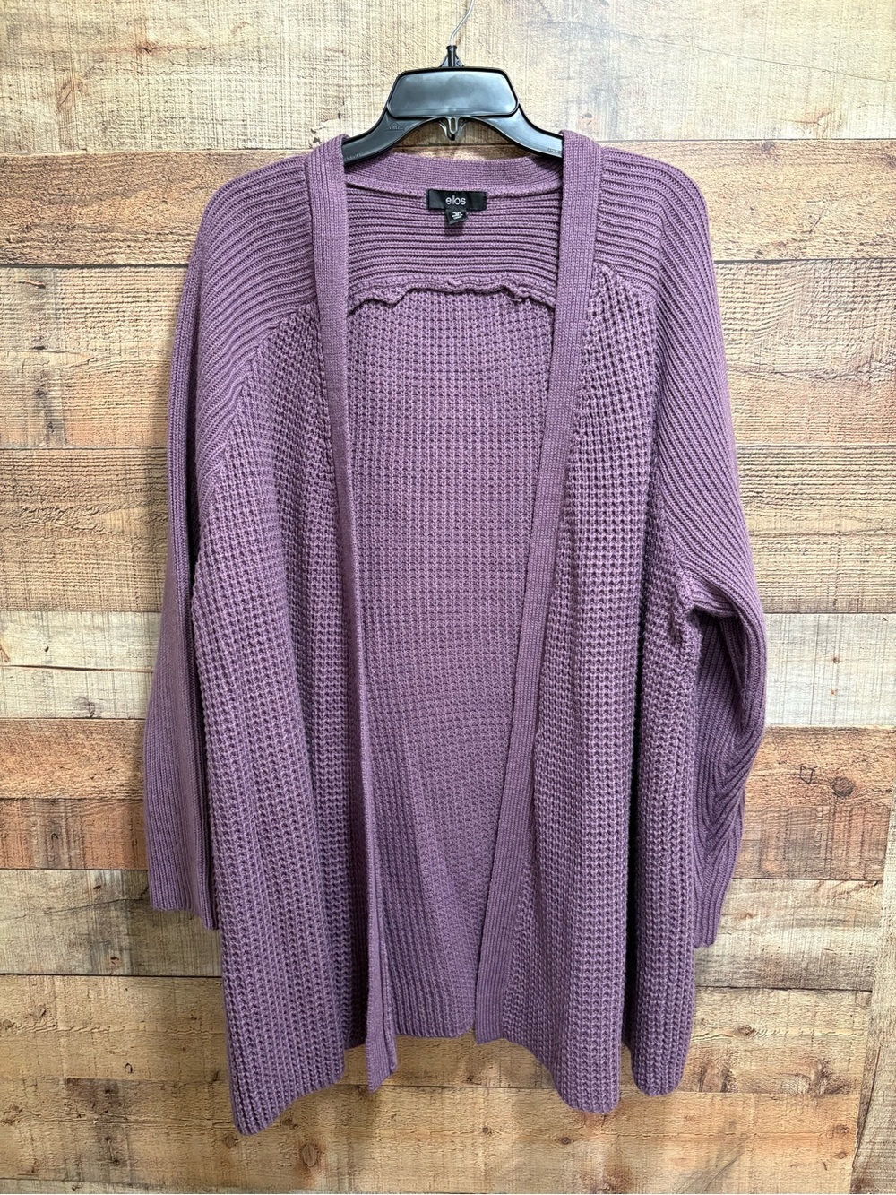 Ellos Women’s 2X Purple Long Open Front Chunky Knit Cardigan Sweater W043